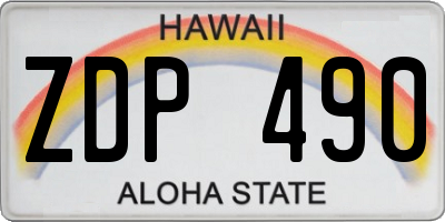 HI license plate ZDP490