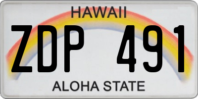 HI license plate ZDP491