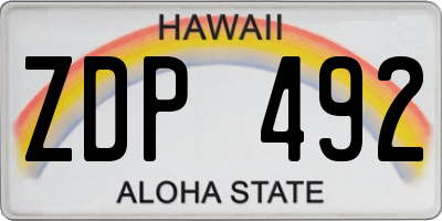 HI license plate ZDP492