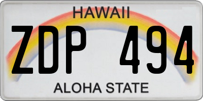 HI license plate ZDP494