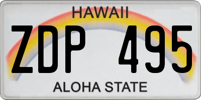 HI license plate ZDP495
