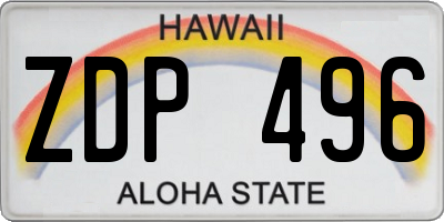 HI license plate ZDP496