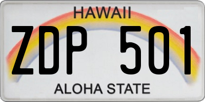 HI license plate ZDP501