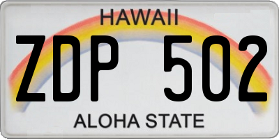 HI license plate ZDP502
