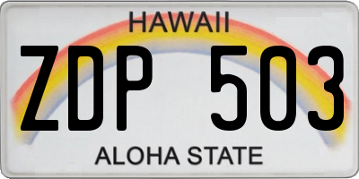 HI license plate ZDP503