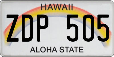 HI license plate ZDP505
