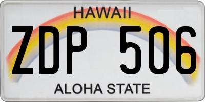 HI license plate ZDP506