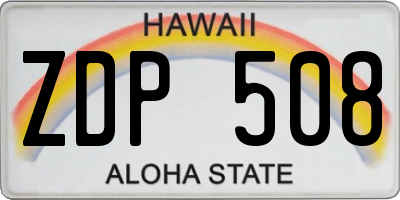 HI license plate ZDP508
