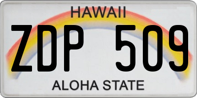 HI license plate ZDP509