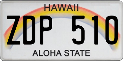 HI license plate ZDP510