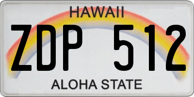 HI license plate ZDP512