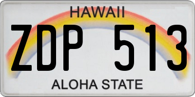 HI license plate ZDP513