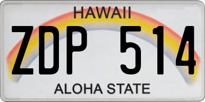 HI license plate ZDP514