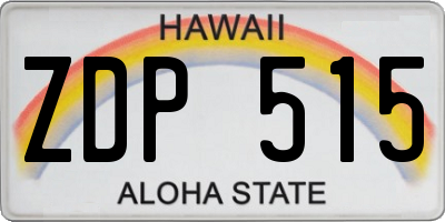 HI license plate ZDP515