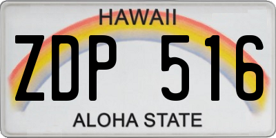 HI license plate ZDP516