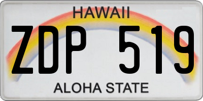 HI license plate ZDP519