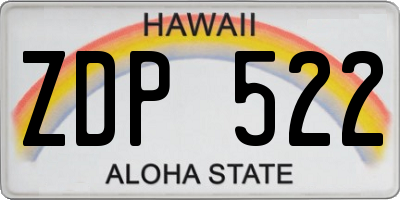 HI license plate ZDP522