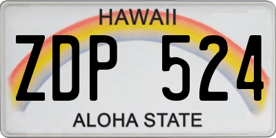 HI license plate ZDP524