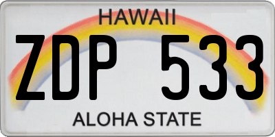 HI license plate ZDP533
