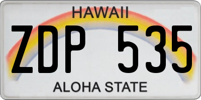 HI license plate ZDP535