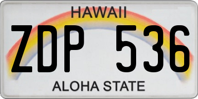 HI license plate ZDP536