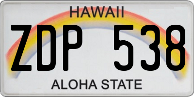 HI license plate ZDP538