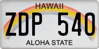 HI license plate ZDP540