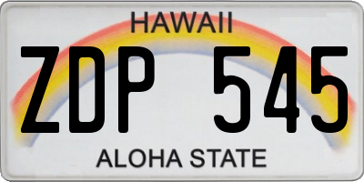 HI license plate ZDP545