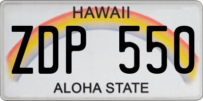 HI license plate ZDP550