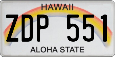 HI license plate ZDP551