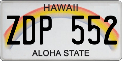 HI license plate ZDP552