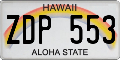 HI license plate ZDP553