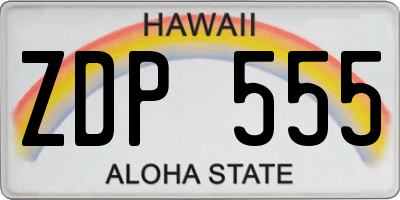 HI license plate ZDP555