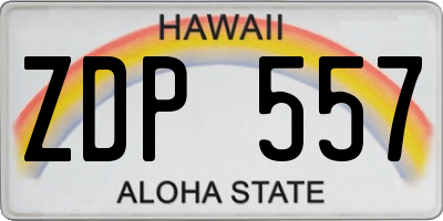 HI license plate ZDP557