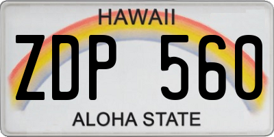 HI license plate ZDP560