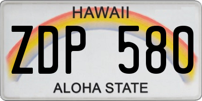 HI license plate ZDP580