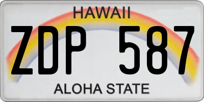 HI license plate ZDP587