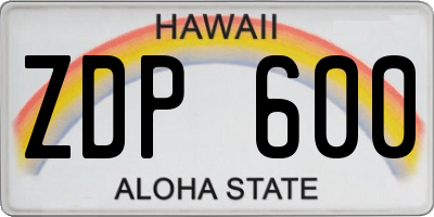 HI license plate ZDP600