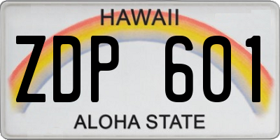 HI license plate ZDP601