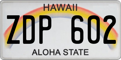 HI license plate ZDP602