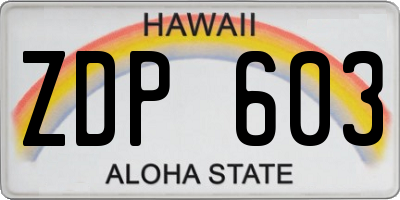 HI license plate ZDP603