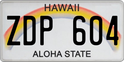 HI license plate ZDP604