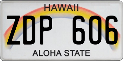 HI license plate ZDP606