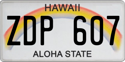 HI license plate ZDP607