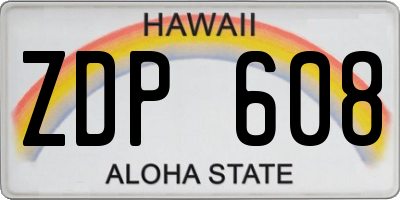 HI license plate ZDP608
