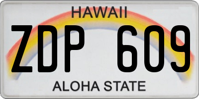 HI license plate ZDP609