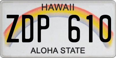 HI license plate ZDP610