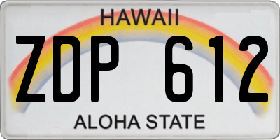 HI license plate ZDP612