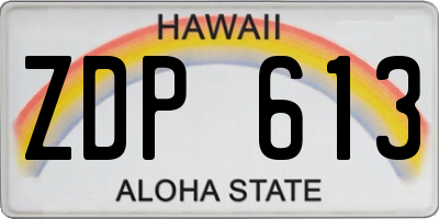 HI license plate ZDP613