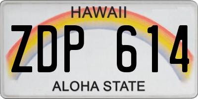 HI license plate ZDP614